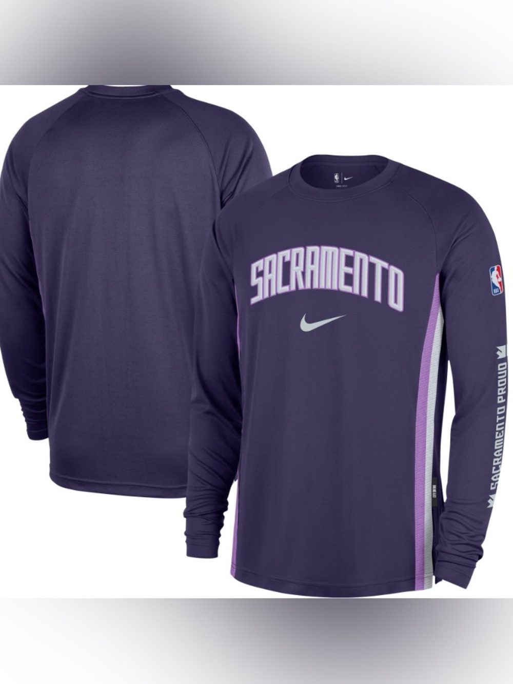 NBA Sacramento Long-Sleeve DRI-FIT Crew Neck Shirt - Purple
